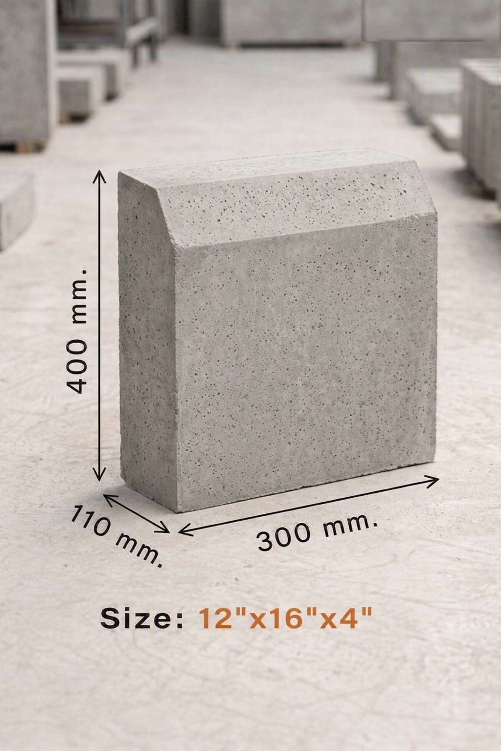 Flush edge landscape divider concrete kerb stone 300x400x110 mm (12x16x4 inches)