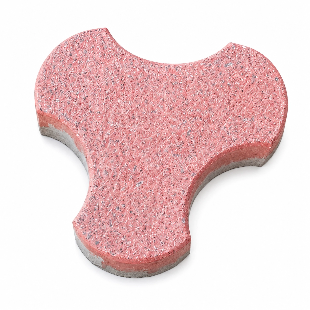 Terracotta red tri-lobed sapphire interlocking paver with shot-blasted finish